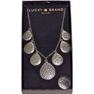 Lucky Brand Semi-Precious Accents ~ Silver Tone Teardrop Necklace ~ MSRP $49 NIB